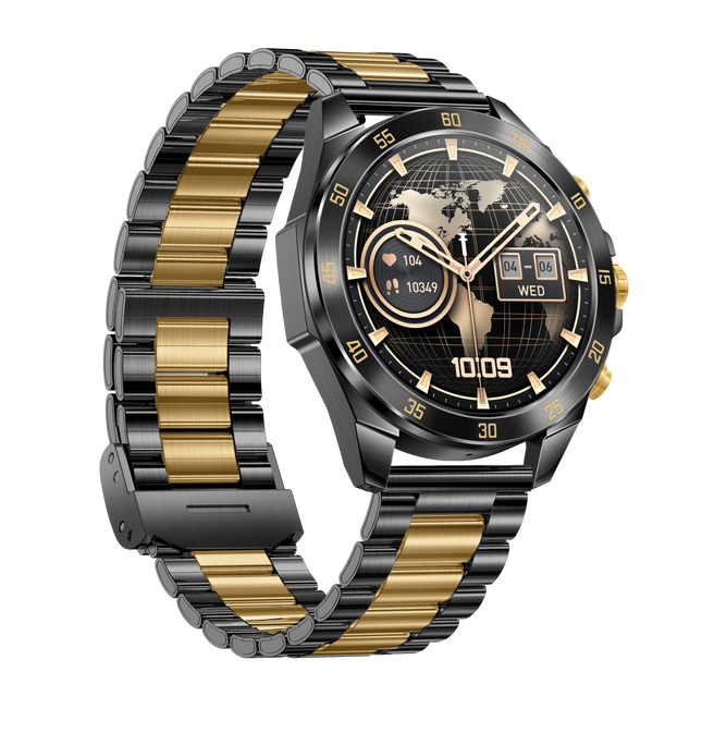 Fenix GX1 Pro Smartwatch Damen Herren Schwarz Gold Fitness Tracker AMOLED