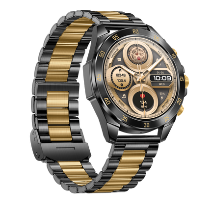 Fenix GX1 Pro Smartwatch Damen Herren Schwarz Gold Fitness Tracker AMOLED