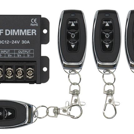 Variateur/interrupteur radio LED/moteur 12 V/24 V CC avec télécommande