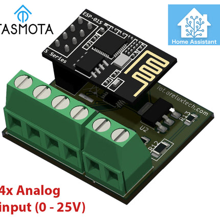 4-Kanal Digit4 Analog Input Modul 0–25V – Wi-Fi, Tasmota, Home Assistant kompatibel