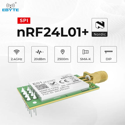 5 Km Reichweite NRF24L01P 2,4 GHz PA LNA 27dBm Drahtlose Modul SPI Antenne SMA-K