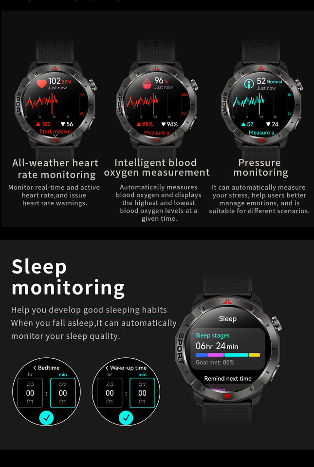 GZ6 GPS Smartwatch – AMOLED Outdoor-Uhr mit Navigation, Höhenmesser & Kompass Multisensor Uhr mit AI-Sprachsteuerung & Umwelt