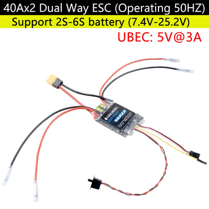 2x Dual Way Bidirektionaler 40A gebürsteter RC Motor Geschwindigkeitsregler