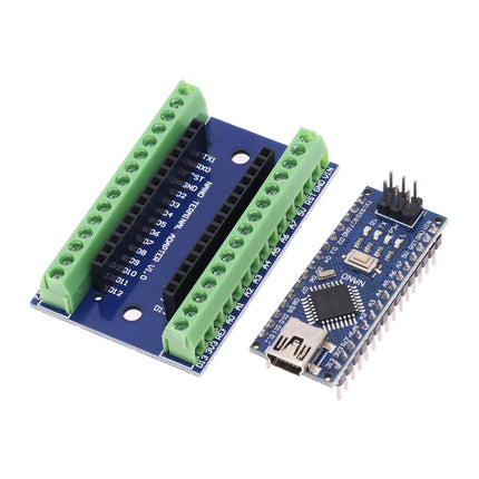 Arduino Nano V3 Set mit Breakout Board – Terminal Adapter CH340 Mini USB 2in1