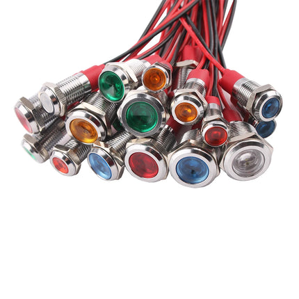 LED Signalleuchte 8mm IP65 Metall 5V 12V 24V