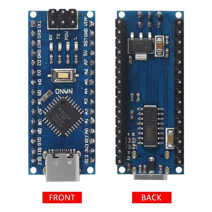 Arduino Nano V3 Set mit Breakout Board – Terminal Adapter CH340 USB Type C 2in1
