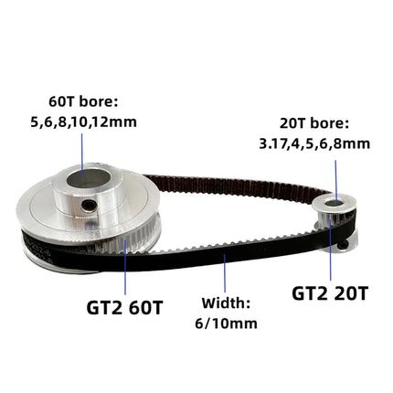GT2 Zahnriemen Set 20T 60T 80T – 6mm Timing Belt + Aluminium Pulley 200mm 400mm CNC 3D Drucker