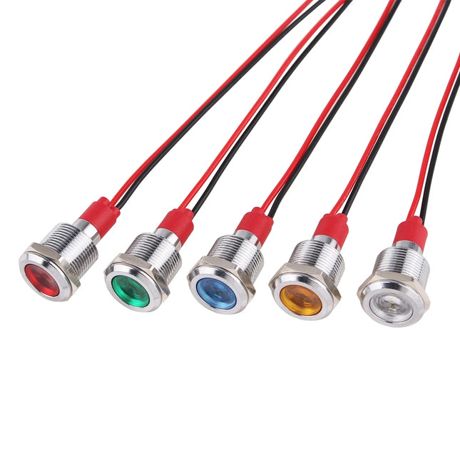 LED Signalleuchte 8mm IP65 Metall 5V 12V 24V