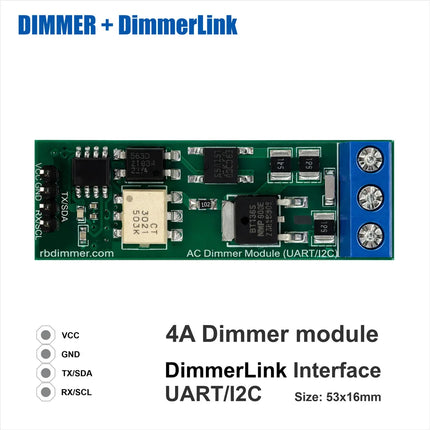 AC DimmerLink 4A 8A UART I2C 230V AC Dimmer ESP32 Arduino Raspberry Pi Licht Motor TRIAC Regler