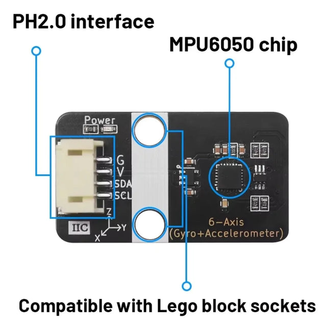 MPU6050 6-Achsen Gyroskop Beschleunigungssensor Modul PH2.0 Arduino ESP32 Robotik IMU