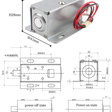 Mini Bolzenschloss 12V DC Magnetschloss 9mm Hub 0,3A