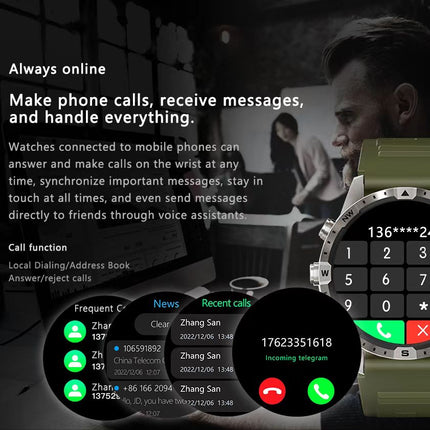 GT45 Smartwatch kunstleder Armband – Multisensor Uhr mit AI-Sprachsteuerung