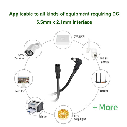 DC Verlängerungskabel 5,5x2,1 und  5,5x2,5mm 90° Winkelstecker 18AWG