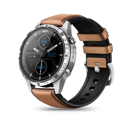 GT45 Smartwatch kunstleder Armband – Multisensor Uhr mit AI-Sprachsteuerung