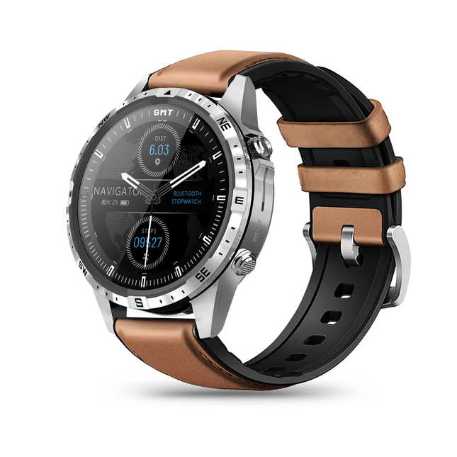 GT45 Smartwatch kunstleder Armband – Multisensor Uhr mit AI-Sprachsteuerung