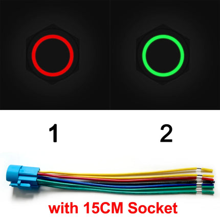 16mm Bicolor LED Drucktaster Rot Grün 7-Pin Metall