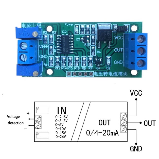 0-10V zu 4-20mA Konverter Modul – Spannung Strom Wandler für SPS PLC 24V