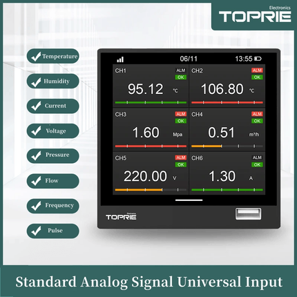 16 Ch Paperless Recorder Universal analog signal input data logger touch screen