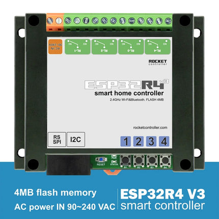 Carte contrôleur relais ESP Home Assistant 4 pour système Smart Home TASMOTA ESP32R4