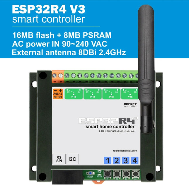 Carte contrôleur relais ESP Home Assistant 4 pour système Smart Home TASMOTA ESP32R4